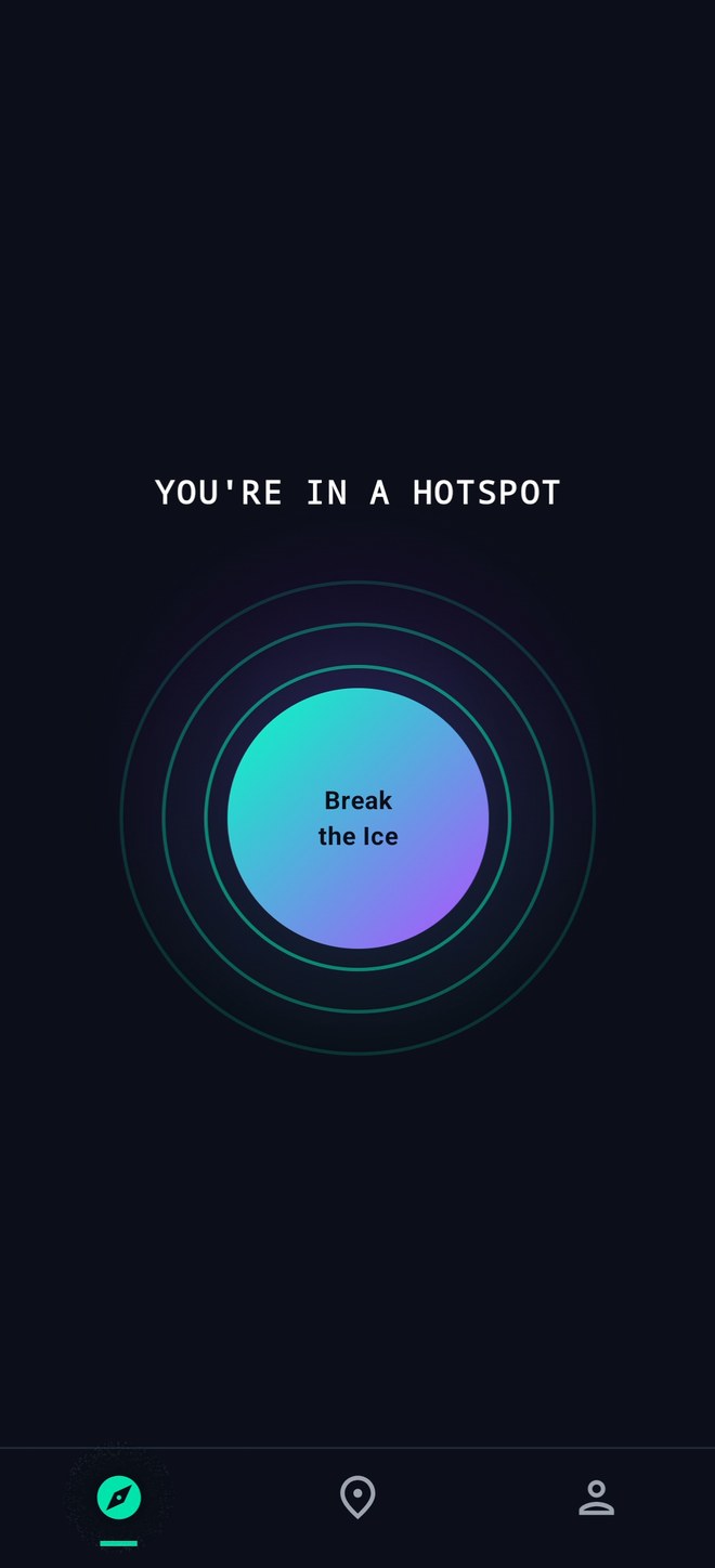 SIDEQ Break the Ice button shown when you are inside a venue