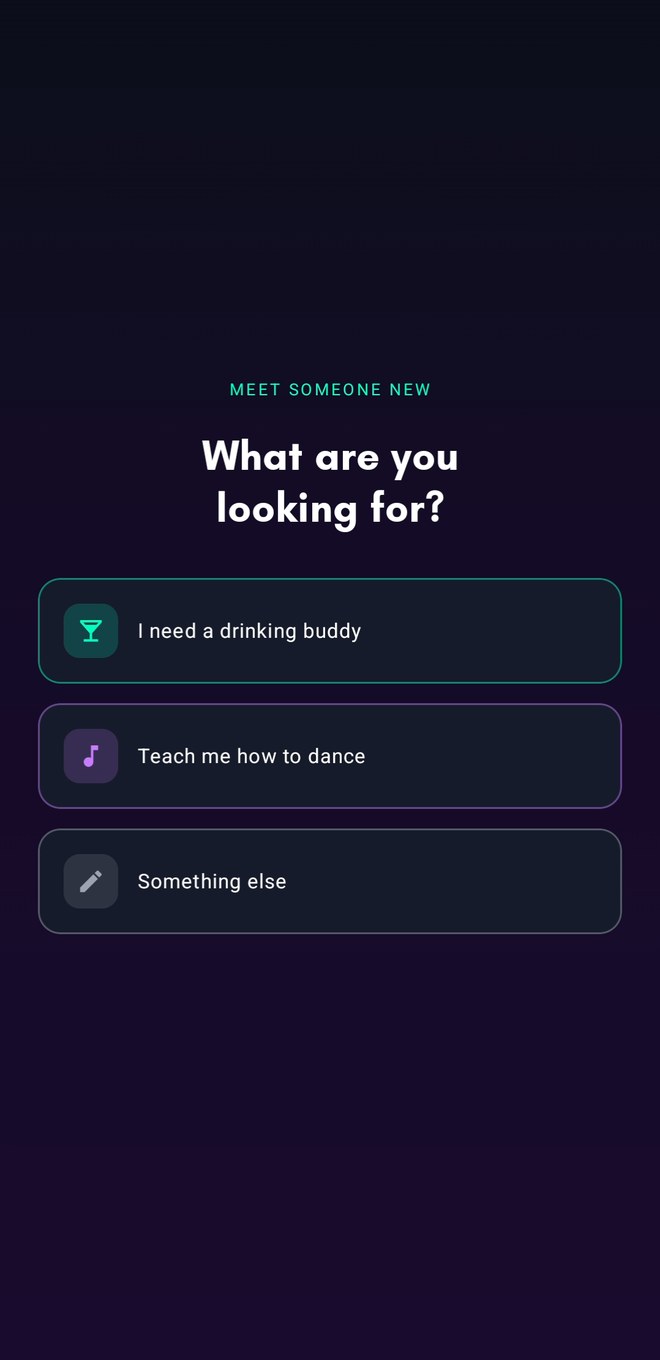 SIDEQ what are you looking for screen with preset prompts