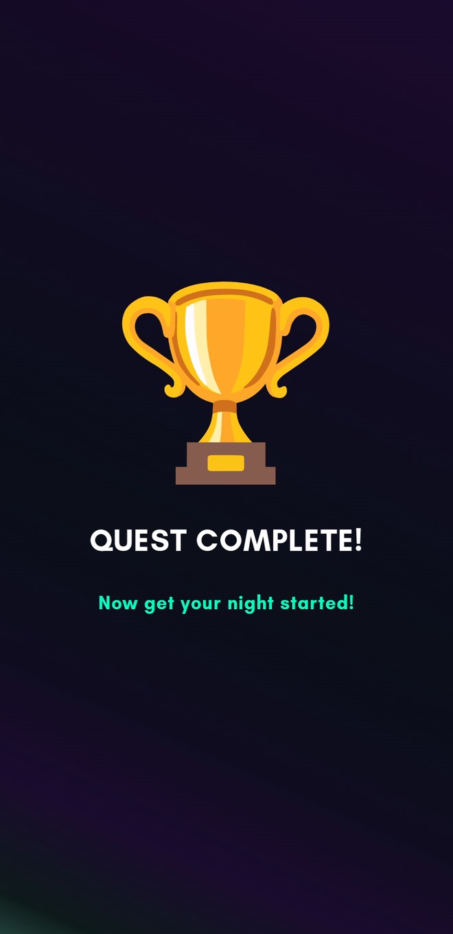 SIDEQ quest complete screen with a trophy